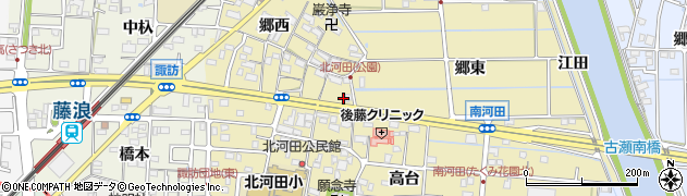 愛知県愛西市北河田町郷前350周辺の地図