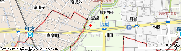 愛知県愛西市見越町（古堤起）周辺の地図