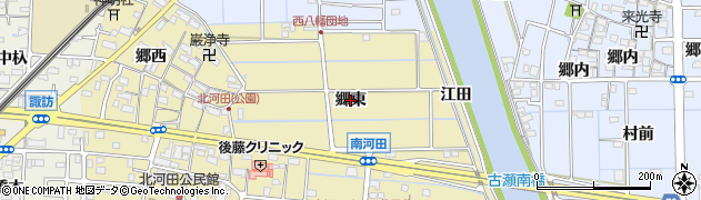 愛知県愛西市北河田町（郷東）周辺の地図