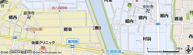 愛知県愛西市北河田町（江田）周辺の地図