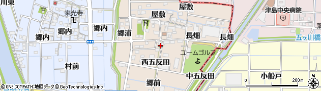 愛知県愛西市千引町（西五反田）周辺の地図