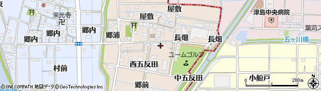 愛知県愛西市千引町（中五反田）周辺の地図