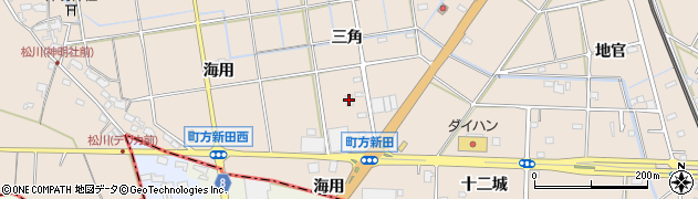 愛知県愛西市町方町（三角）周辺の地図