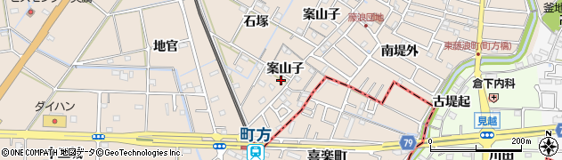 愛知県愛西市町方町（案山子）周辺の地図