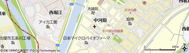 愛知県清須市中河原周辺の地図