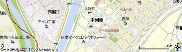 愛知県清須市中河原周辺の地図