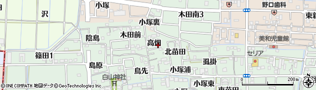 愛知県あま市篠田高畑周辺の地図