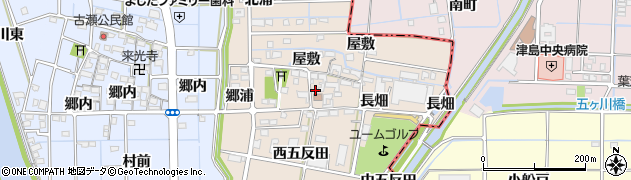 愛知県愛西市千引町屋敷周辺の地図