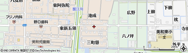 愛知県あま市木田（池成）周辺の地図