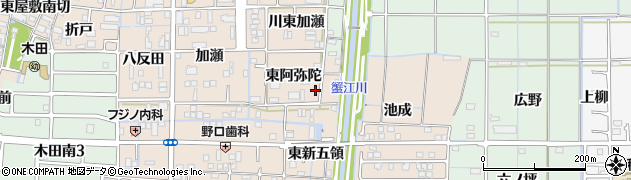 愛知県あま市木田（東阿弥陀）周辺の地図