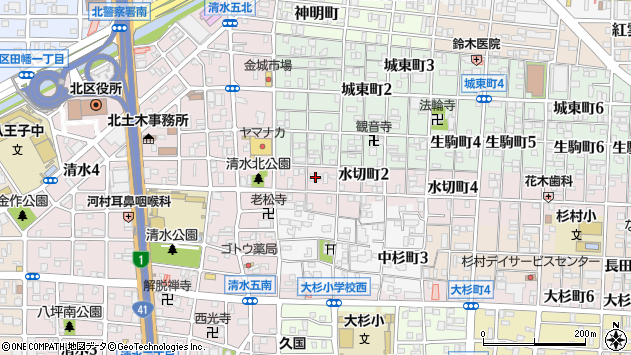 〒462-0833 愛知県名古屋市北区水切町の地図
