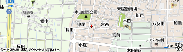 愛知県あま市木田申尾6周辺の地図