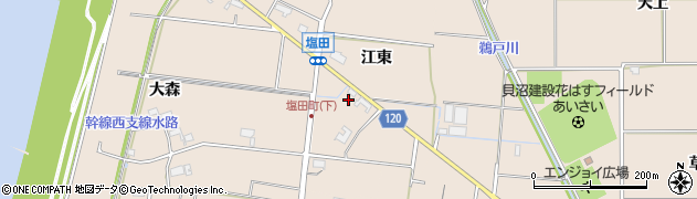 愛知県愛西市塩田町（江東）周辺の地図