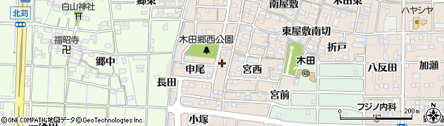 愛知県あま市木田申尾周辺の地図