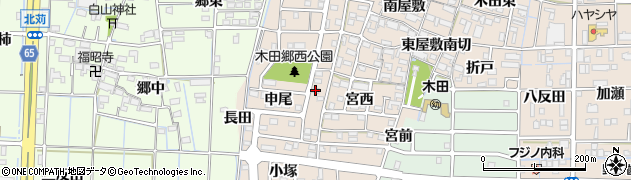 愛知県あま市木田（申尾）周辺の地図