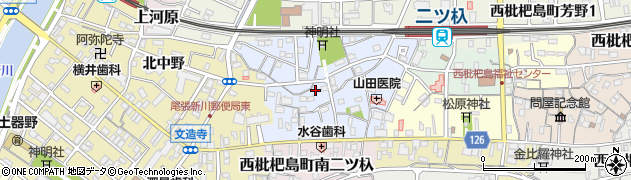 愛知県清須市西枇杷島町北二ツ杁周辺の地図