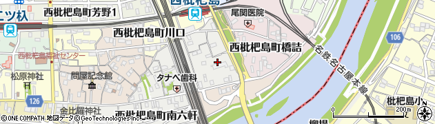 愛知県清須市西枇杷島町問屋周辺の地図