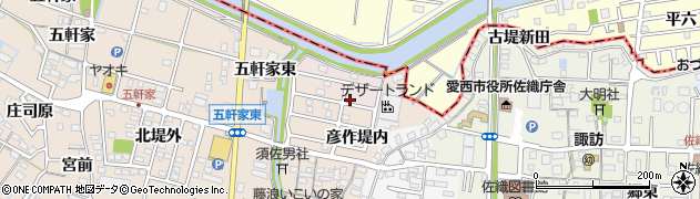 愛知県愛西市六輪町周辺の地図