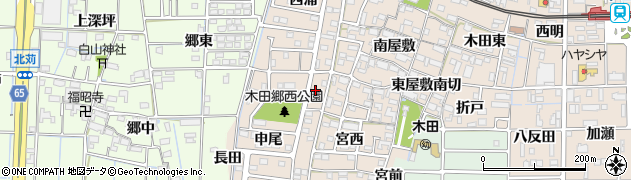 愛知県あま市木田申尾5周辺の地図
