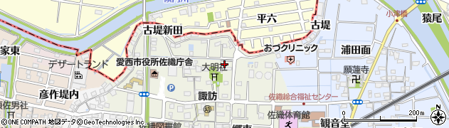 愛知県愛西市諏訪町（郷浦）周辺の地図