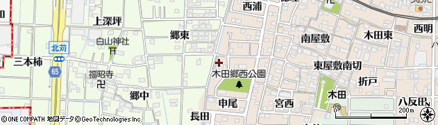 愛知県あま市木田申尾1周辺の地図