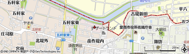 愛知県愛西市六輪町（塩川）周辺の地図