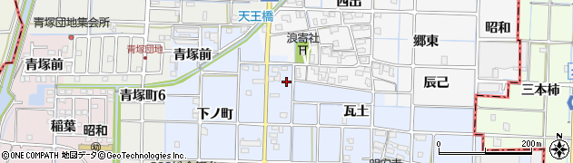 愛知県津島市寺野町（瓦土）周辺の地図