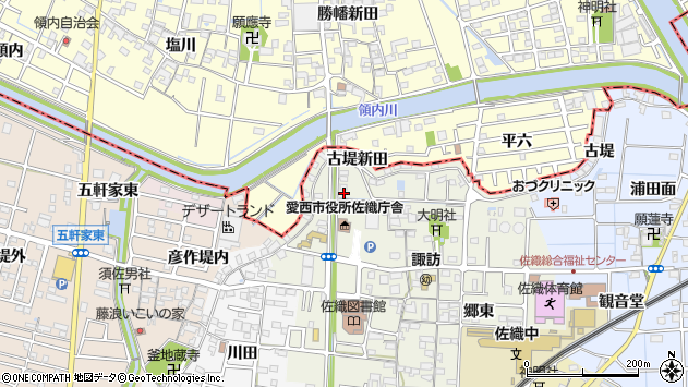 〒496-8011 愛知県愛西市諏訪町の地図