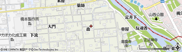 愛知県あま市上萱津（森）周辺の地図