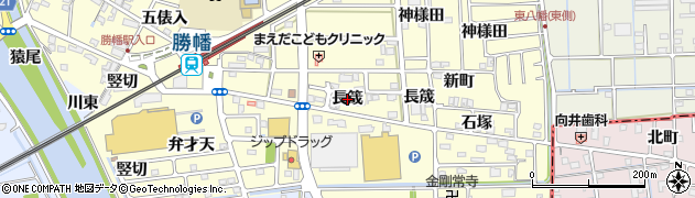 愛知県愛西市勝幡町（長筬）周辺の地図