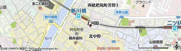 愛知県清須市上河原周辺の地図
