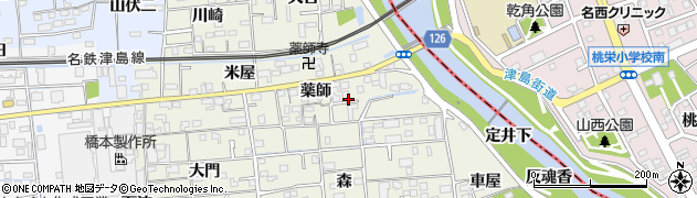 愛知県あま市上萱津薬師周辺の地図