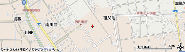 愛知県愛西市町方町（西祖父池）周辺の地図