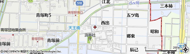 愛知県津島市牧野町（西出）周辺の地図