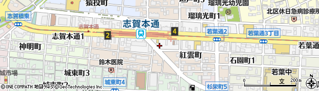 愛知県名古屋市北区志賀本通2丁目1周辺の地図