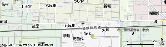 愛知県あま市木折（苗代）周辺の地図