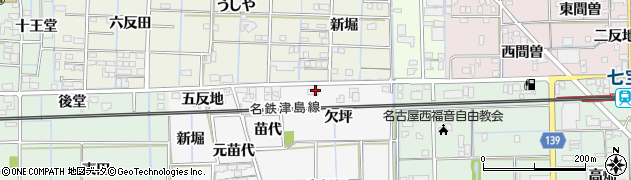 愛知県あま市木折（欠坪）周辺の地図
