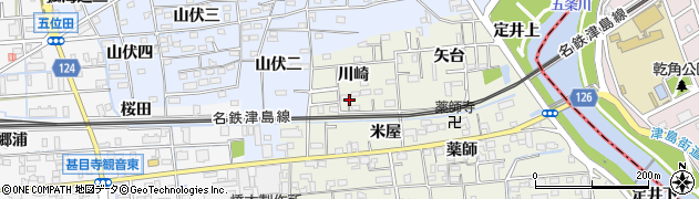 愛知県あま市上萱津（川崎）周辺の地図