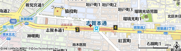 愛知県名古屋市北区志賀本通2丁目42周辺の地図