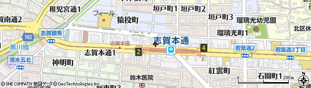 愛知県名古屋市北区志賀本通2丁目40周辺の地図