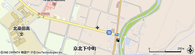 京都府京都市右京区京北下中町（西石原）周辺の地図
