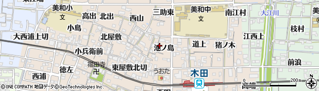 愛知県あま市木田（池ノ島）周辺の地図