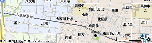 愛知県あま市木田庄兵衛前周辺の地図