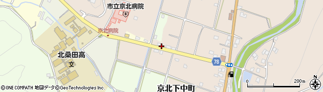 京都府京都市右京区京北下中町（赤田）周辺の地図