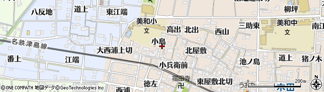 愛知県あま市木田（小島）周辺の地図