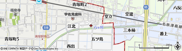 愛知県津島市牧野町（江北）周辺の地図
