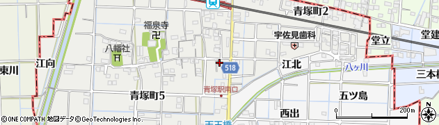 津島青塚郵便局周辺の地図