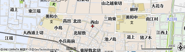 愛知県あま市木田西山周辺の地図