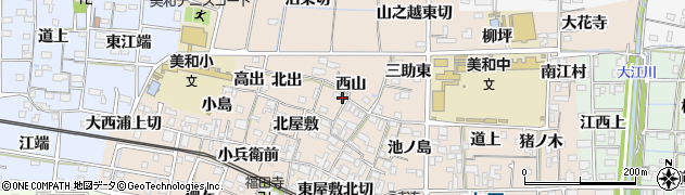 愛知県あま市木田（西山）周辺の地図