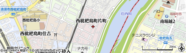 愛知県清須市西枇杷島町片町周辺の地図